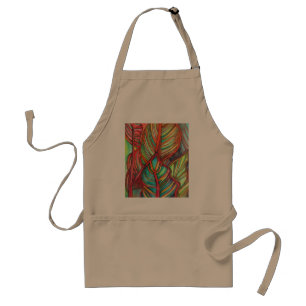 Avental Arte original aquarela de folhas de Canna laranja