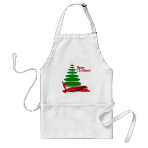 Avental Árvore de Natal com Faixa Vermelha