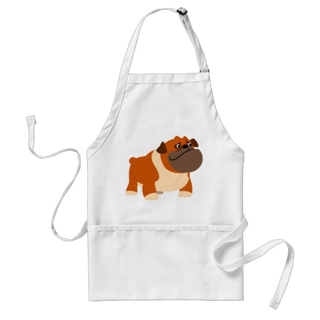 Avental Bela Cartoon Inglês Bulldog Cozinhar Apron (Frente)
