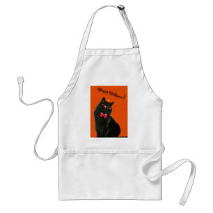 Avental Black Cat Happy Halloween Apron