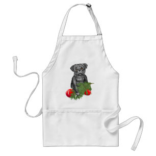 Avental Black Pug Puppy Adorável Arte De Natal