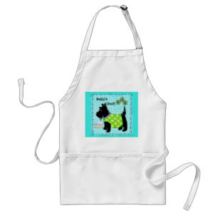 Avental Black Scottie Dog Name Personalizado Turquoise Tea