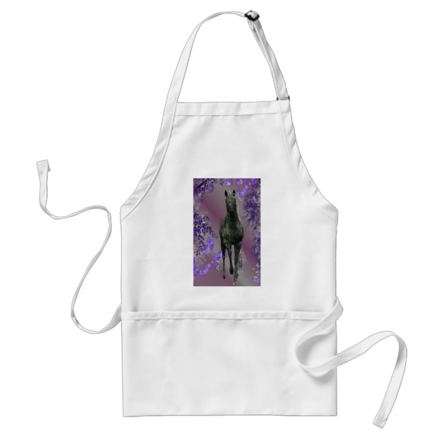 Avental Black Unicorn Flowers Fantasy Apron (Frente)