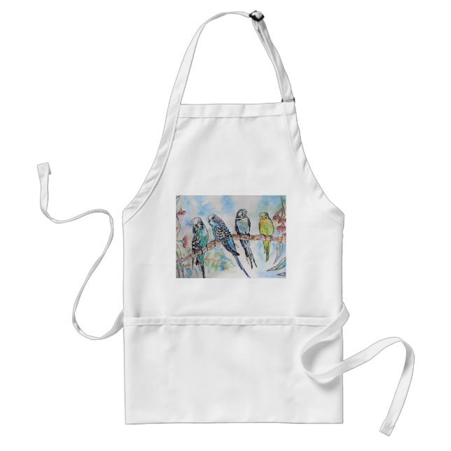 Avental Blue Budget Sitting Watercolor Kitchen Apron (Frente)