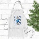 Avental Blue Silver Christmas Joy Apron<br><div class="desc">Sirva maravilhosos prazeres de Natal com este festivo avental da Joy</div>