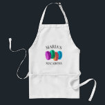 Avental Bolachas e biscoitos de macarão, de cozinha<br><div class="desc">Bonita cozinha de pastelaria de macarrão francês Adult Apron. Modelo personalizado com desenho colorido de biscoitos de macarrão. Bichos divertidos em amarelo, bege e branco. Ideia de presente de Natal ou Feriado personalizada para comida, amante de doces, cozinheiro de chef, mãe, pai, esposa, marido, namorado, namorada, amigo, filhos etc. Também...</div>