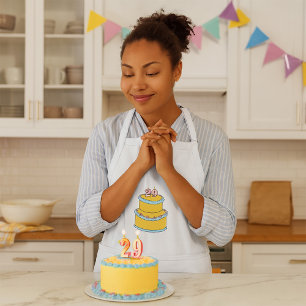 Avental Bolo Amarelo de Nascimento com Rosas Rosa