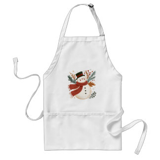 Avental Boneco de Neve com Cartola, Cachecol Vermelho e Fo