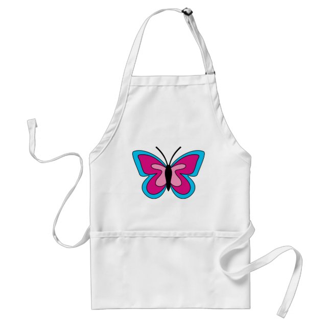 Avental Borboleta Azul Magenta Rosa (Frente)