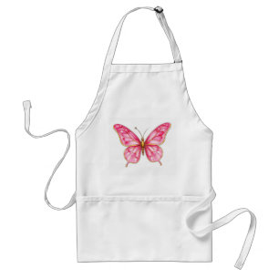 Avental Borboleta de Aquarela rosa e Dourada