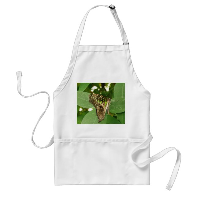Avental Borboleta Verde Iridescente Tropical Apron (Frente)