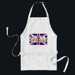 Avental britânico do CHURRASCO do mestre da grade<br><div class="desc">Avental britânico do CHURRASCO do mestre da grade da bandeira para homens. O CHURRASCO de Union Jack/engrenagem do assado para o pai inglês,  o tio,  o marido,  o vovô etc. refrigeram a ideia do presente do assado para o partido de jardim. Modelo da tipografia do vintage.</div>