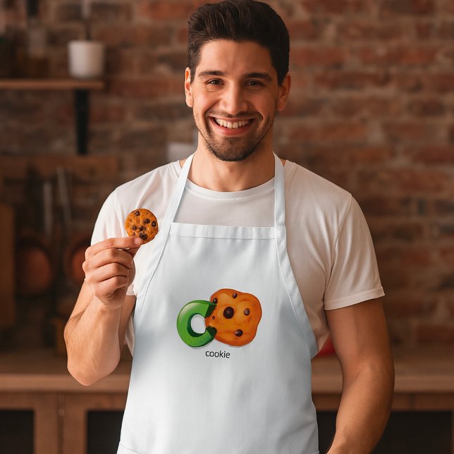 Avental C é para Cookie Alphabet - Letra Chocolate Chip (Criador carregado)