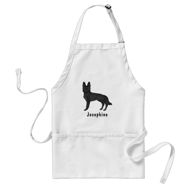 Avental Cachorro de desenho de German shepherd preto com n (Frente)
