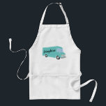 Avental Caminhão de Comida Azul-Teal Personalizado<br><div class="desc">Crie o presente personalizado perfeito para seu chef de caminhão de comida favorito. Este avental apresenta uma ilustração de estilo pintada de um caminhão de comida em azul real com seu nome ou outra mensagem em letras pretas.</div>
