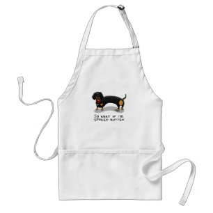 Avental Cão giro roxo mimado Dachshund (preto e bronzeado