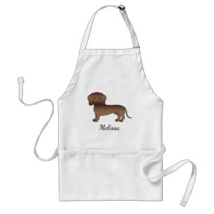 Avental Cartoon de Cabelo Curto de Chocolate Cão e Nome