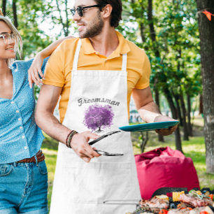 Avental Casamento com folhas de padrinho de casamento roxo