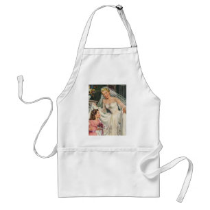 Avental Casamento vintage, noiva retro com florista