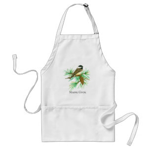 Avental Chef Chickadee Bird Pinecone Tassel