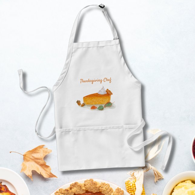 Avental Chef de Ação de Graças de Torta de Abóbora Aquarel (Criador carregado)