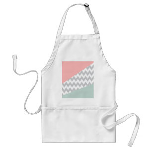 Avental Cinza Chevron Mint e Coral