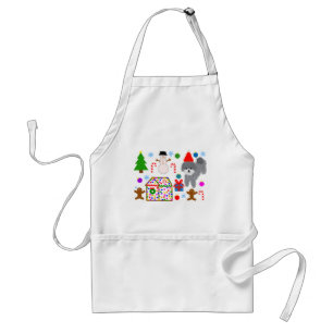 Avental Cinza Poodle Natal #3 Adulto Apron