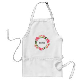 Avental Círculo de Fusca das Flores Rosa de Aquarela