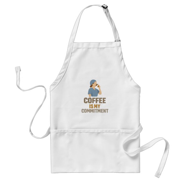 Avental Coffee Is My Commitment Nurse Apron – Funny Coffee (Frente)