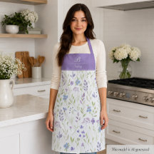 Avental com Monograma Floral Roxo