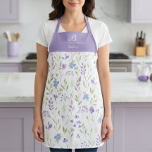 Avental com Monograma Floral Roxo