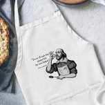 Avental Cook Negro e Branco Moderno Engraçado<br><div class="desc">Este avental é obrigatório para qualquer um que ama cozinhar e aprecia um toque de humor literário. Projetado em um esquema clássico de cor preto-e-branco, este avental moderno apresenta uma ilustração humorística e elegante de William Shakespeare como um gesto de "beijo de chef" enquanto segurava uma colher. A expressão lúdica...</div>