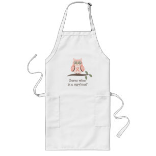 Avental cor-de-rosa da coruja da fita do