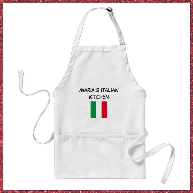 Avental Cozinha de Sinalizador Italiano Vermelho e Branco  (Bookmark my store: https://www.zazzle.com/store/capricepetit?rf=238091145531749709)