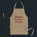 Avental Cozinha Personalizada Engraçada Apron<br><div class="desc">É engraçado ser personalizado com o seu nome. Leia a cozinha do "seu nome"! * Reservamo-nos o direito de recusar o serviço aos chorões. A avó ou avental da mãe perfeito!</div>