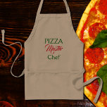 Avental Cozinheiro chefe   mestre da PIZZA<br><div class="desc">Cozinheiro chefe mestre da pizza   no vermelho e no verde. Design gráfico pelo lumirala. Design de texto engraçado para cozinheiros chefe italianos excelentes.</div>