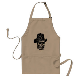 Avental Crânio de Cowboy Vintage com Chapéu Western Antigo
