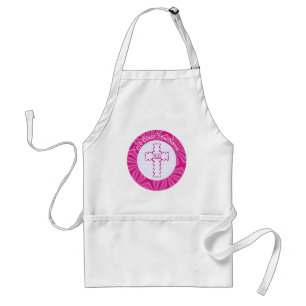 Avental Cruz Zig Zag Rosa Brilhante em Branco e Rosa Inten
