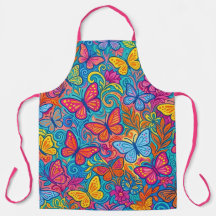 Avental Culinário com Estampa de Borboleta Vibrant