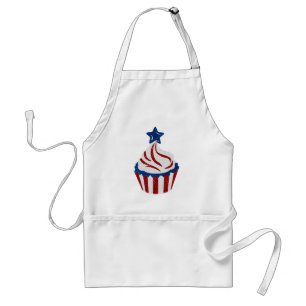 Avental Cupcake vermelho, branco e azul 4 de julho Glitter
