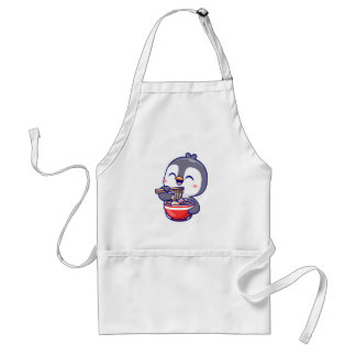 Avental Cute Kawaii Penguin Eating Ramen Bowl