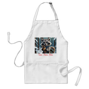 Avental Cute Kawaii style Raccoon com pinho de creme de pi