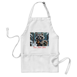 Avental Cute Kawaii style Raccoon com pinho de creme de pi