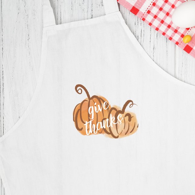 Avental Dê aos Obrigados Aquarela Pumpkins Ação de Graças  (Give Thanks Watercolor Pumpkins Thanksgiving Apron)