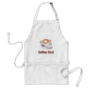 Avental de Arte de Café em Aquarela Coffee First