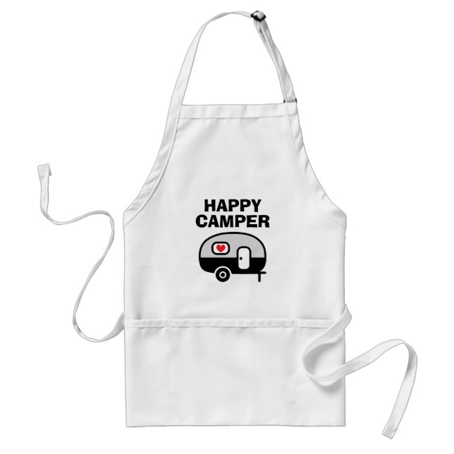 Avental de BBQ Happy Camper para pessoas que amam  (Frente)