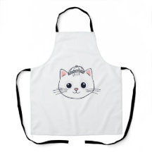 Avental de Cozinha com Babador Branco e Gato de De
