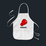 Avental de criança bonita com desenho animado de l<br><div class="desc">Um avental de criança bonito com design de desenho de luvas de boxe vermelho. cozinha/cozinhar/avental engraçado para crianças. Personalize com nome ou citação divertida. Um pequeno desenho com sorriso. Também é útil para artes e artesanatos,  pintura,  desenho e muito mais. Divertido sorrindo no estilo Kawaii.</div>