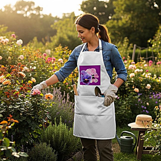 Avental de Jardim de Flores de Pensée Roxa (Criador carregado)