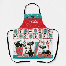 Avental de Natal dos Gatos Retro - Personalizável